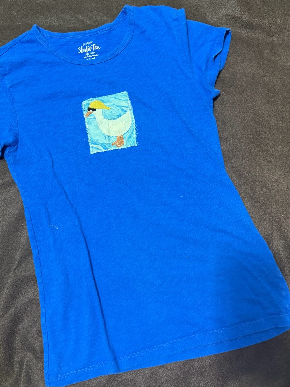Studio Tee Blue Short Sleeve Tee with handmade Duck Patch
